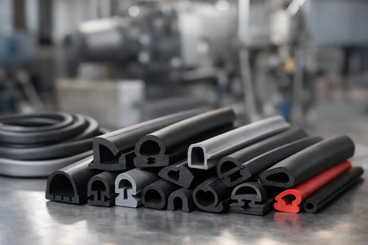 Perfiles extruidos de hule para uso industrial