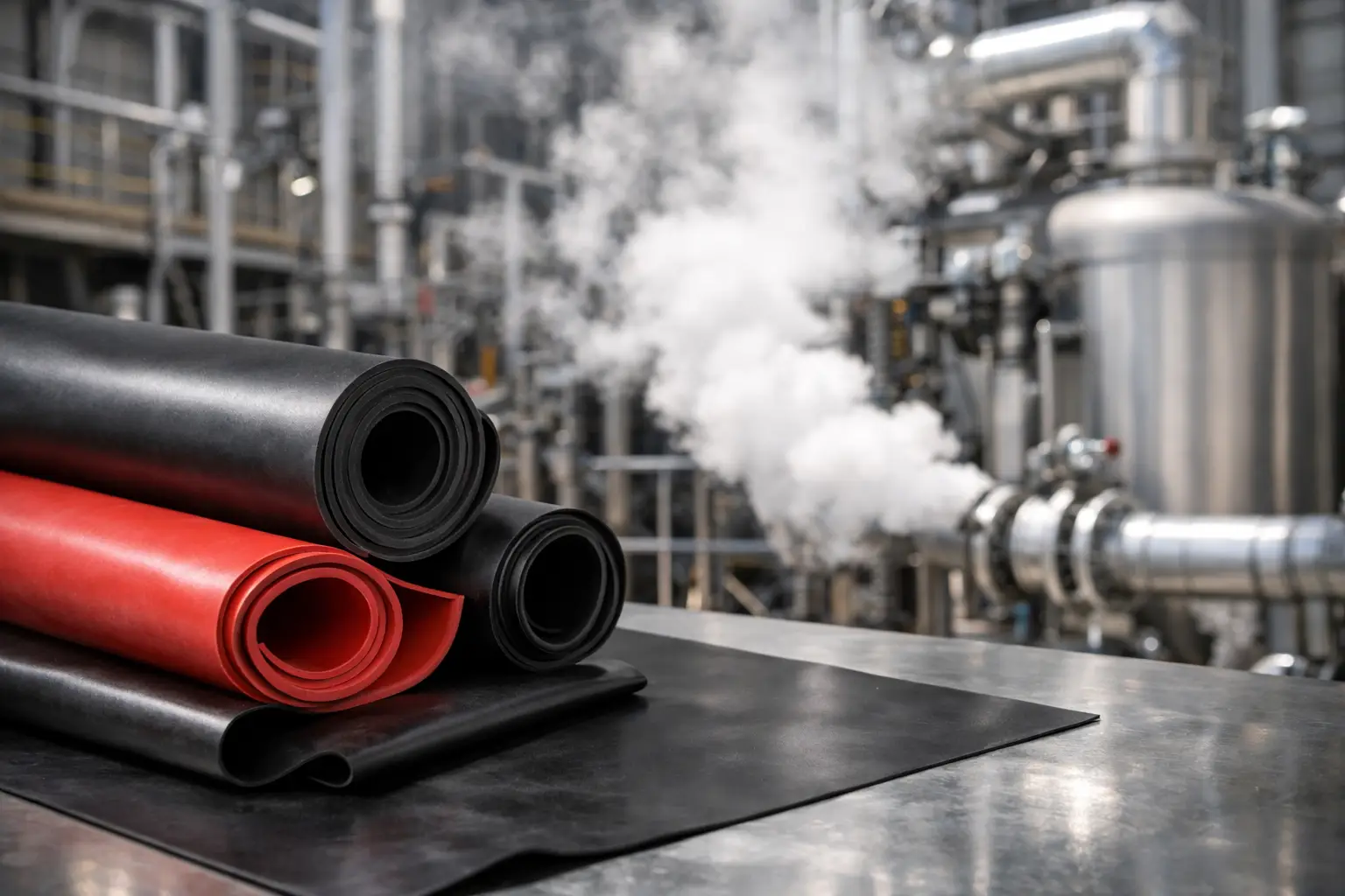 ¿Qué hule resiste vapor industrial en planta?